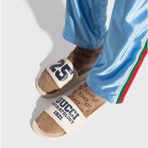 GUCCI 25 Authentic LEATHER SLIDES Men 7 can fit Women 8 Or 85